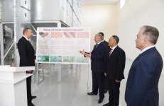 Президент Ильхам Алиев принял участие в открытии предприятия ООО "Avanqard" по очистке и фасовке зерновых и бобовых растений (ФОТО)