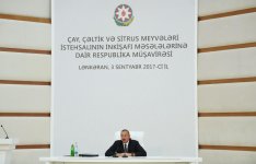 Под председательством Президента Ильхама Алиева состоялось республиканское совещание по вопросам развития производства чая, риса и цитрусовых (ФОТО)