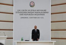 Под председательством Президента Ильхама Алиева состоялось республиканское совещание по вопросам развития производства чая, риса и цитрусовых (ФОТО)
