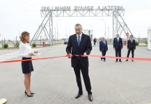 Azerbaijani president attends opening of Neftchala Industrial District (PHOTO)