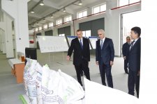 Azerbaijani president attends opening of Neftchala Industrial District (PHOTO)