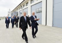 Azerbaijani president attends opening of Neftchala Industrial District (PHOTO)