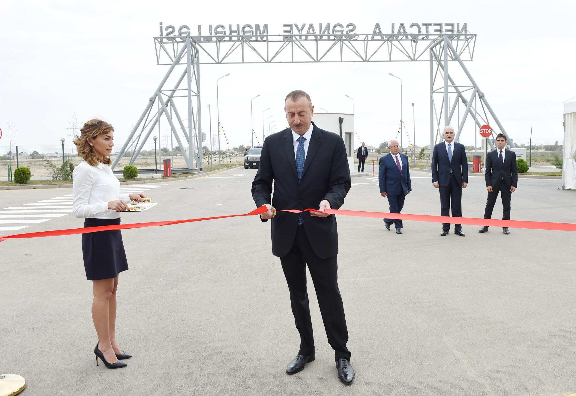 Azerbaijani president attends opening of Neftchala Industrial District (PHOTO)