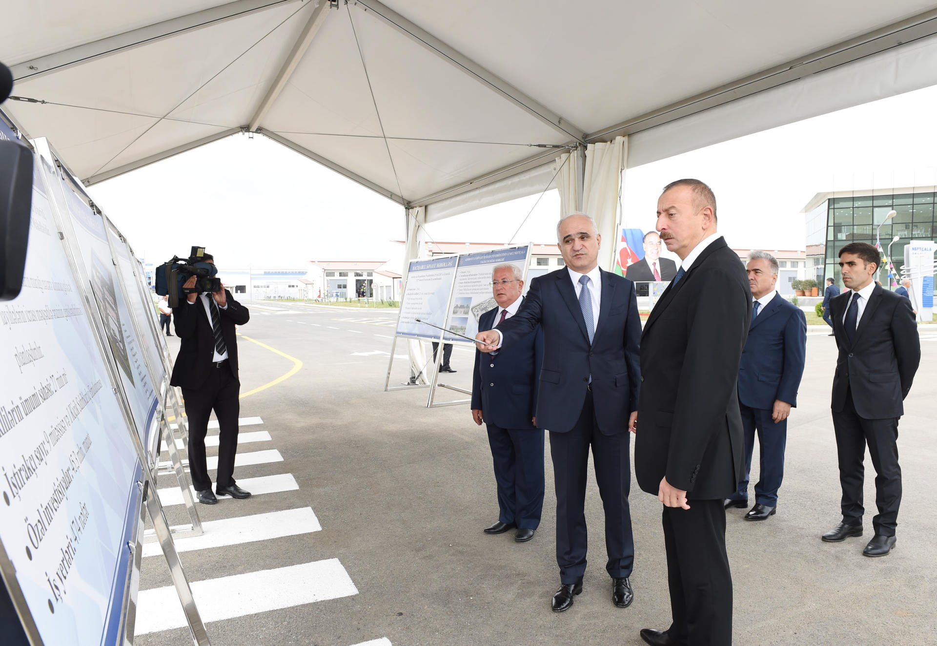 Azerbaijani president attends opening of Neftchala Industrial District (PHOTO)