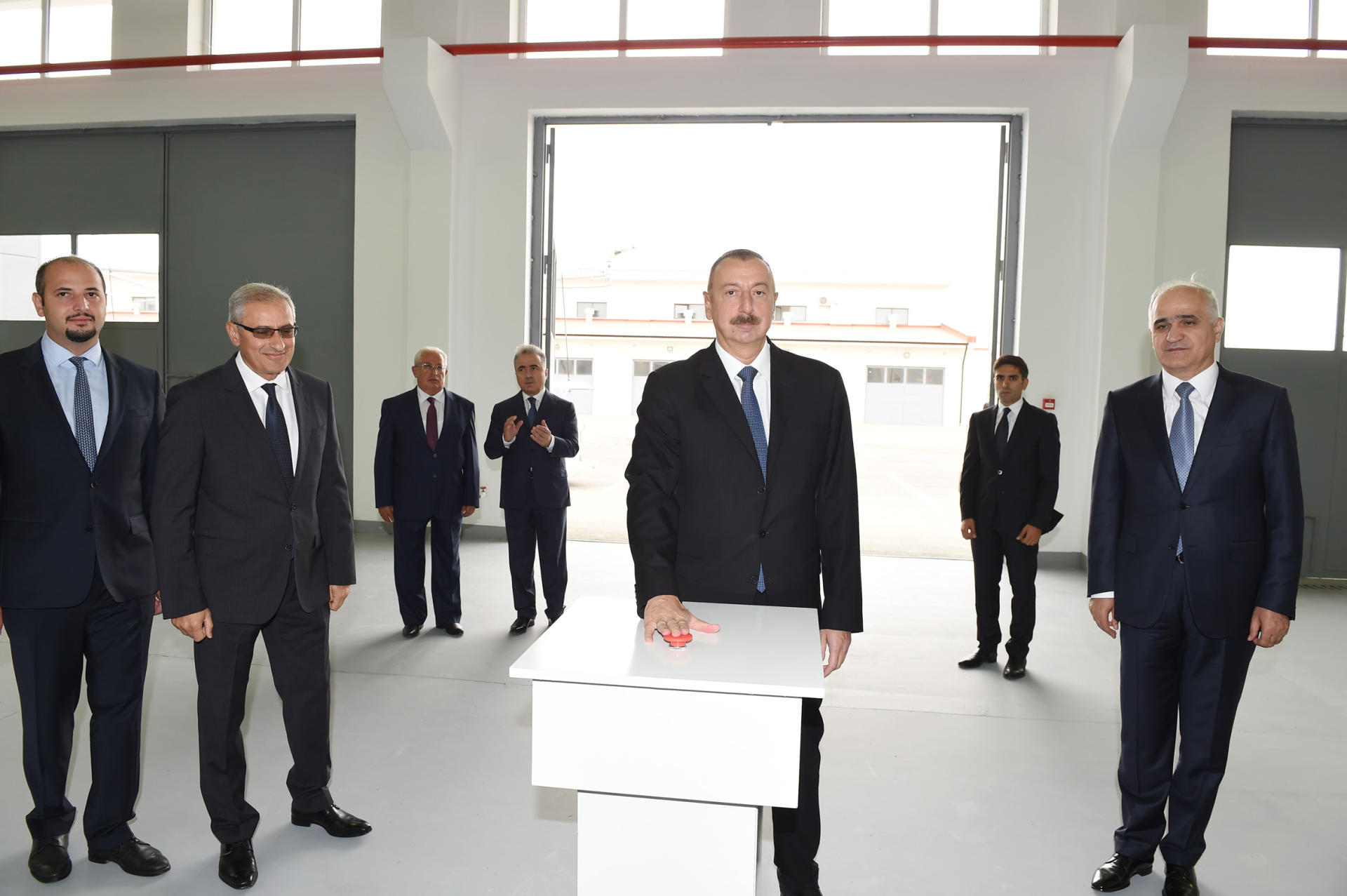 Azerbaijani president attends opening of Neftchala Industrial District (PHOTO)