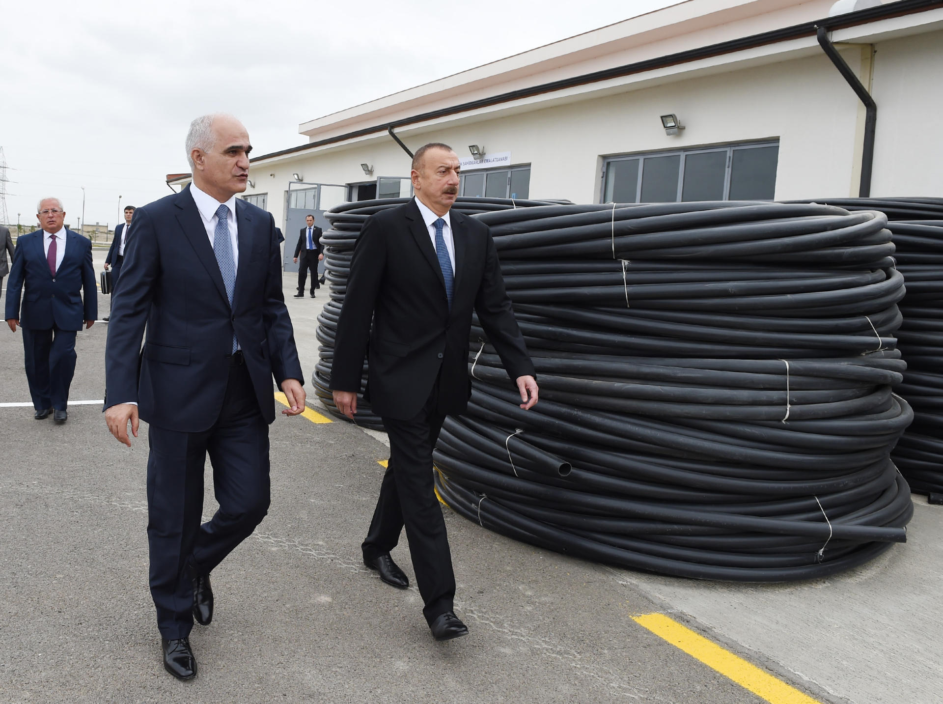 Azerbaijani president attends opening of Neftchala Industrial District (PHOTO)