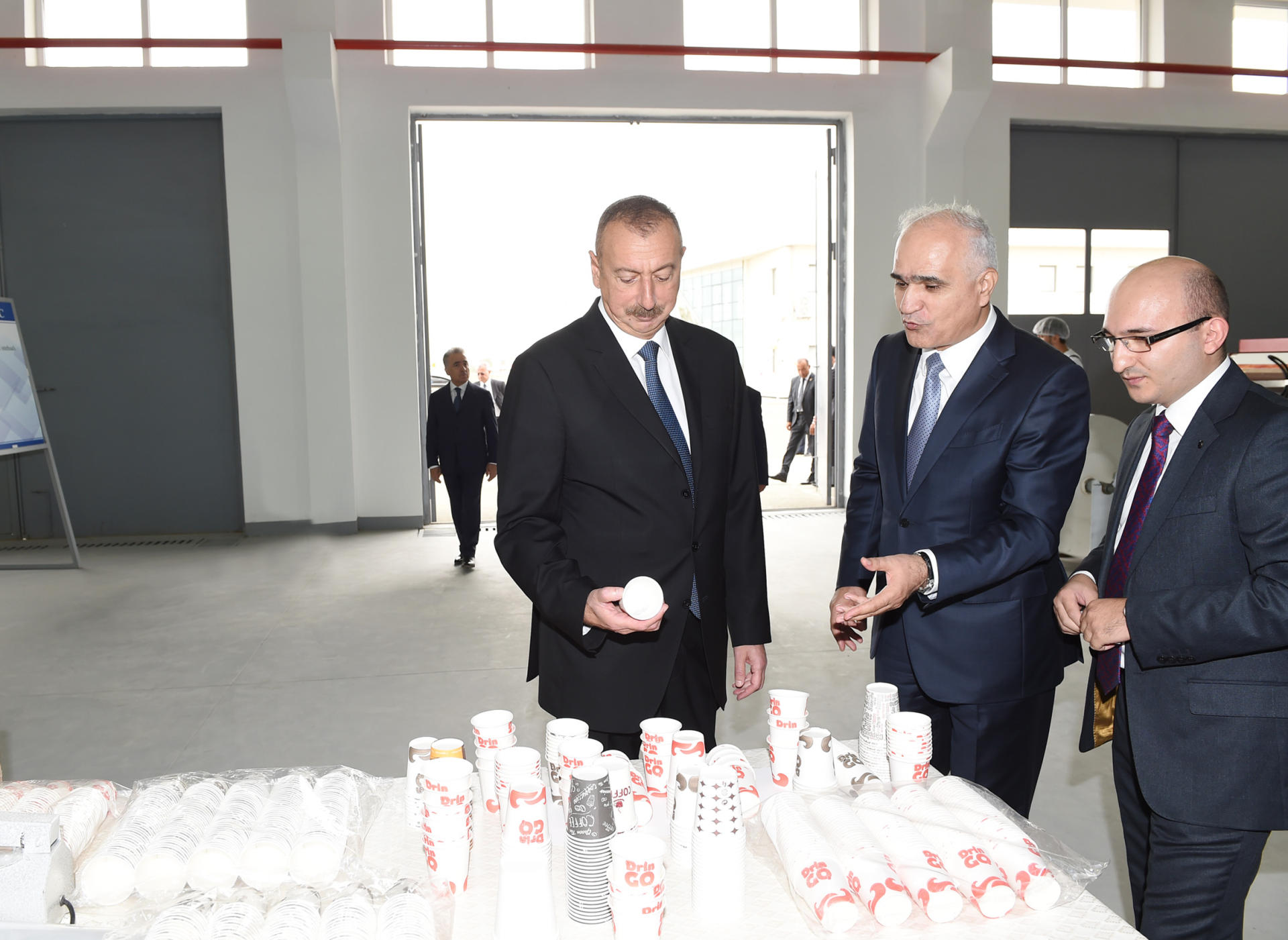 Azerbaijani president attends opening of Neftchala Industrial District (PHOTO)