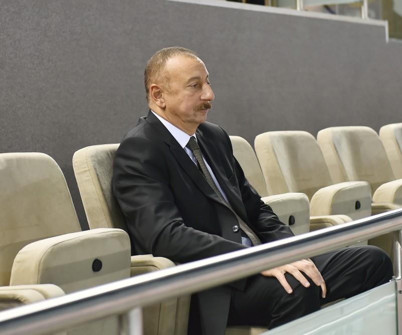 Президент Ильхам Алиев наблюдал за игрой сборной Азербайджана по волейболу (ФОТО)