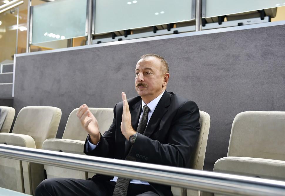 Президент Ильхам Алиев наблюдал за игрой сборной Азербайджана по волейболу (ФОТО)