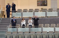Президент Ильхам Алиев и его супруга наблюдали за игрой сборной Азербайджана по волейболу (ФОТО)