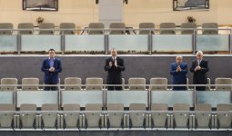 Президент Ильхам Алиев наблюдал за игрой сборной Азербайджана по волейболу (ФОТО)