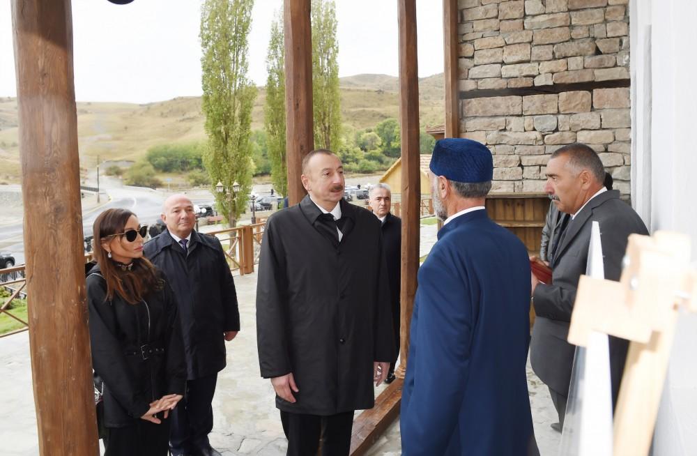 President Aliyev, his spouse view works done in Shamakhi’s Damirchi village (PHOTO)