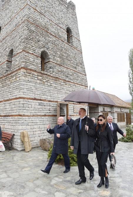 President Aliyev, his spouse view works done in Shamakhi’s Damirchi village (PHOTO)
