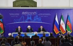 В Тегеране состоялся трехсторонний саммит глав Азербайджана, Ирана и России (ФОТО)