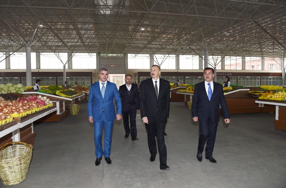 Президент Азербайджана принял участие в открытии торгового комплекса «Гранд Кавказ» в  Гяндже (ФОТО)