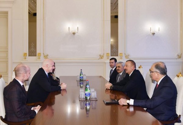 Ilham Aliyev receives FIFA president, secretary general (PHOTO)