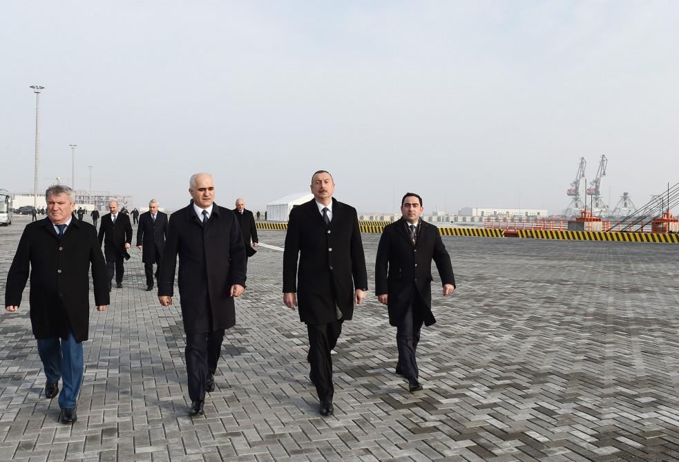 Президент Ильхам Алиев принял участие в открытии Ро-Ро терминала в Бакинском международном морском торговом порту (ФОТО)