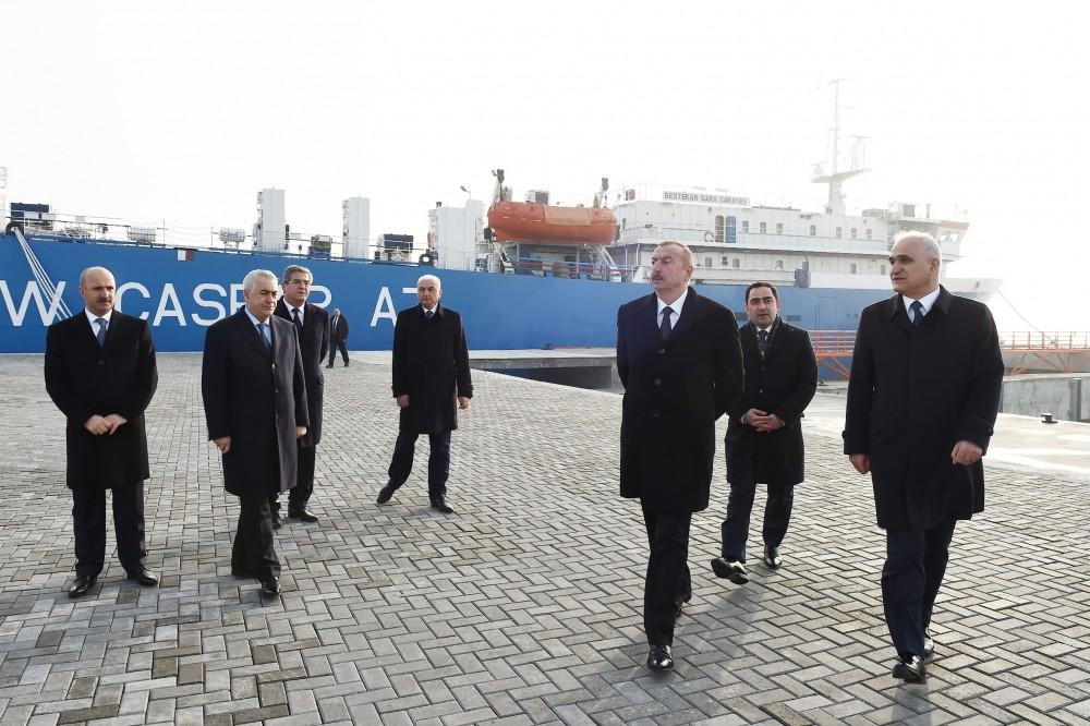 Президент Ильхам Алиев принял участие в открытии Ро-Ро терминала в Бакинском международном морском торговом порту (ФОТО)