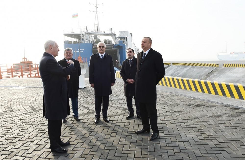 Президент Ильхам Алиев принял участие в открытии Ро-Ро терминала в Бакинском международном морском торговом порту (ФОТО)