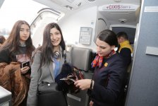 Первый рейс Баку-София: юбилей, каравай с медом и солью, хорошее настроение (ВИДЕО, ФОТО)