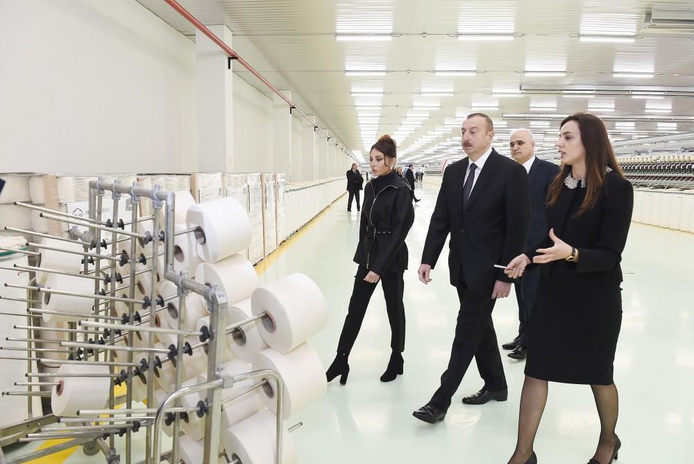 President Aliyev and his spouse attend opening of yarn plants in Mingachevir (PHOTO)
