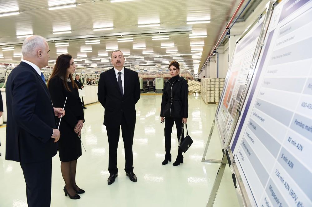 President Aliyev and his spouse attend opening of yarn plants in Mingachevir (PHOTO)