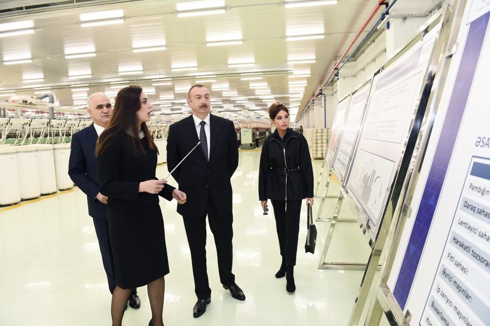 President Aliyev and his spouse attend opening of yarn plants in Mingachevir (PHOTO)