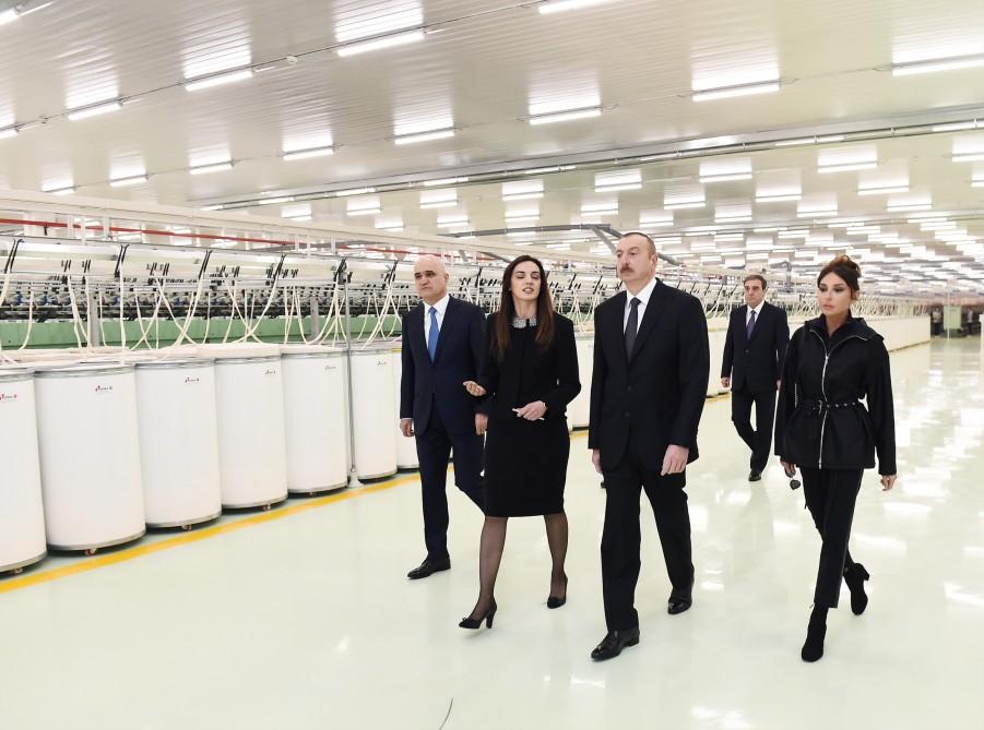 President Aliyev and his spouse attend opening of yarn plants in Mingachevir (PHOTO)