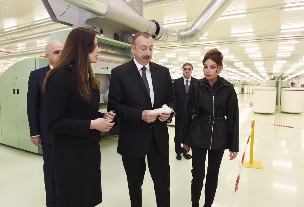 President Aliyev and his spouse attend opening of yarn plants in Mingachevir (PHOTO)