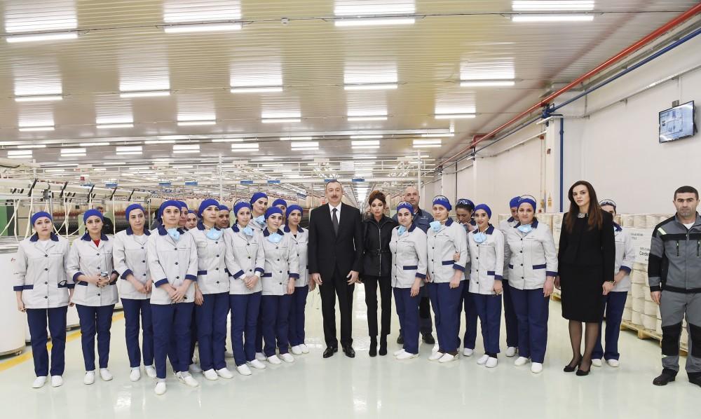 President Aliyev and his spouse attend opening of yarn plants in Mingachevir (PHOTO)