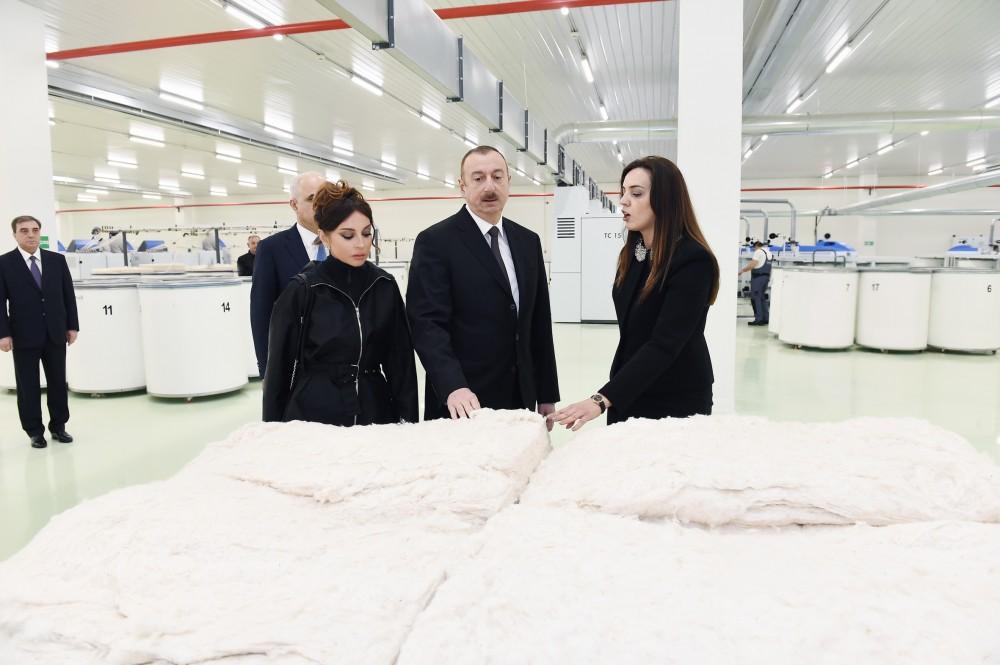 President Aliyev and his spouse attend opening of yarn plants in Mingachevir (PHOTO)