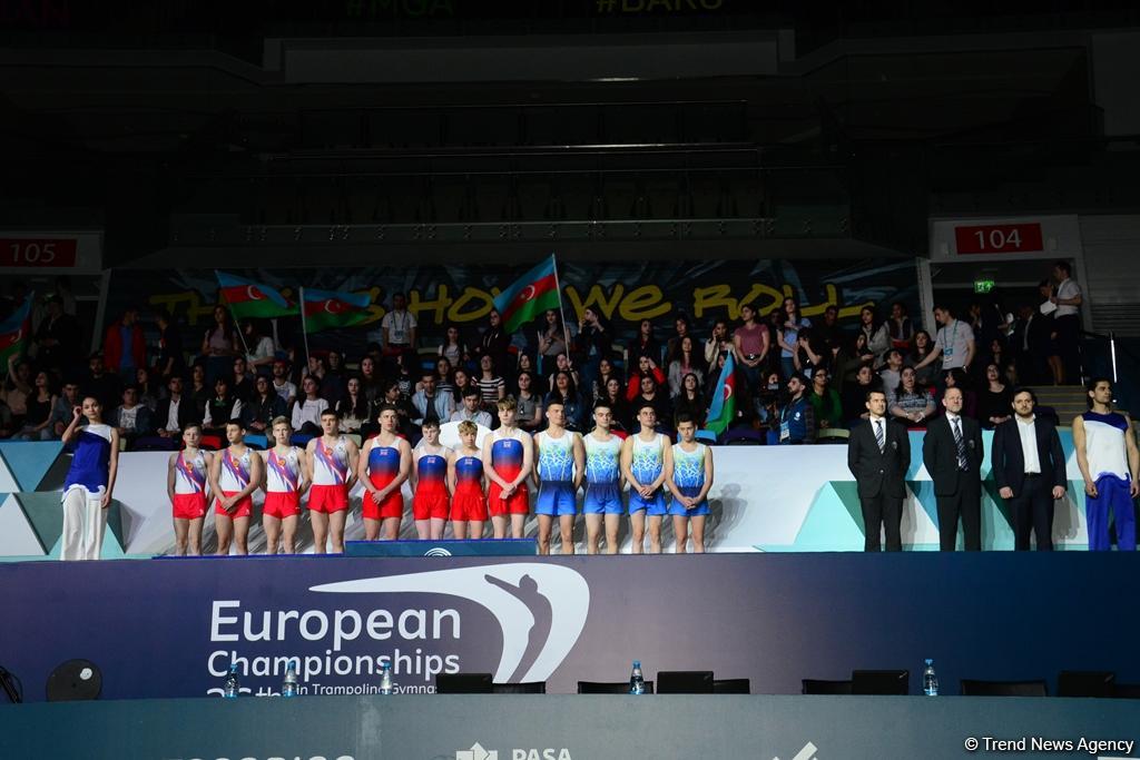 Прошла церемония награждения победителей и призеров второго дня Чемпионата Европы по прыжкам на батуте (ФОТО)