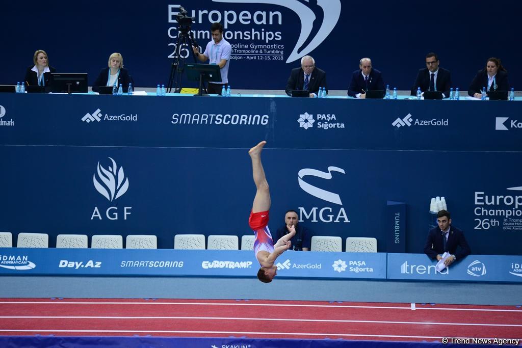 В Баку стартовал четвертый  день соревнований XXVI Чемпионата Европы по прыжкам на батуте, двойном мини-батуте и акробатической дорожке (ФОТО)