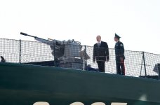 Президент Ильхам Алиев ознакомился с новым пограничным сторожевым кораблем типа "Туфан" (ФОТО)