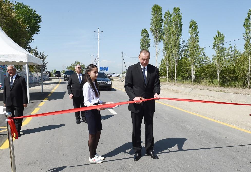 Azerbaijani president inaugurates newly-reconstructed highway in Khachmaz (PHOTO)