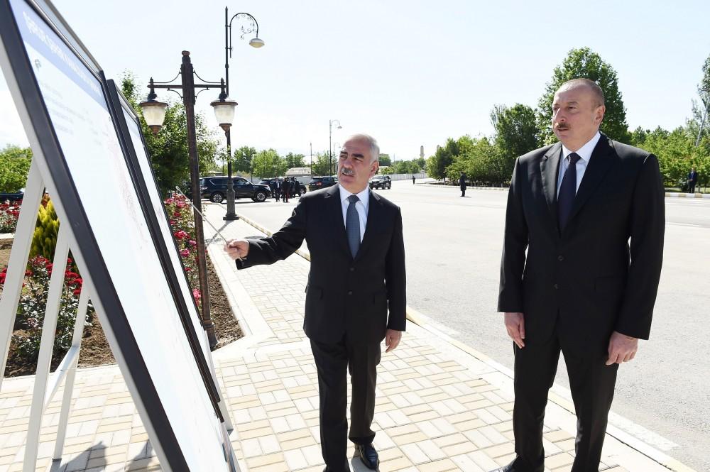 Президент Ильхам Алиев принял участие в открытии проекта реконструкции систем водоснабжения и канализации в Шаруре (ФОТО)