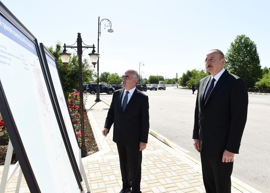 Президент Ильхам Алиев принял участие в открытии проекта реконструкции систем водоснабжения и канализации в Шаруре (ФОТО)