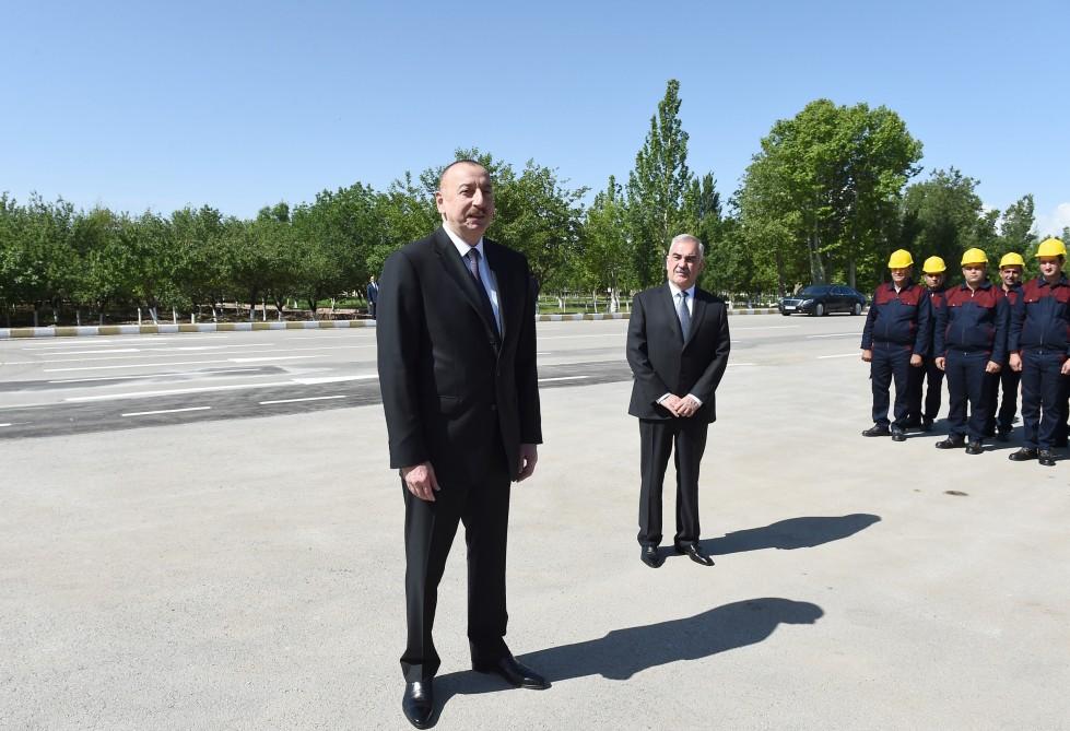 Президент Ильхам Алиев принял участие в открытии проекта реконструкции систем водоснабжения и канализации в Шаруре (ФОТО)