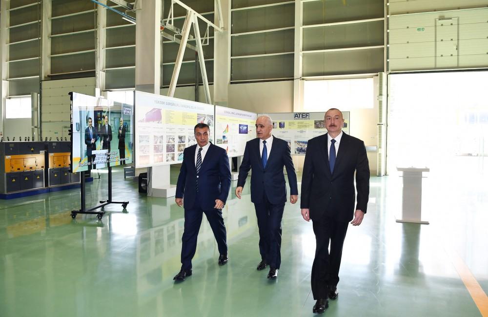 Президент Ильхам Алиев принял участие в открытии завода высоковольтного оборудования в Баку (ФОТО)