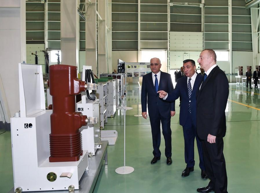 Президент Ильхам Алиев принял участие в открытии завода высоковольтного оборудования в Баку (ФОТО)