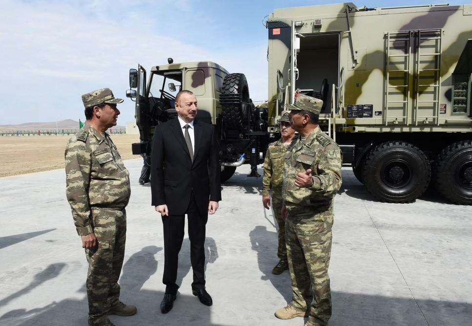 Президент Азербайджана Ильхам Алиев принял участие в открытии N-ской воинской части минобороны (ФОТО)