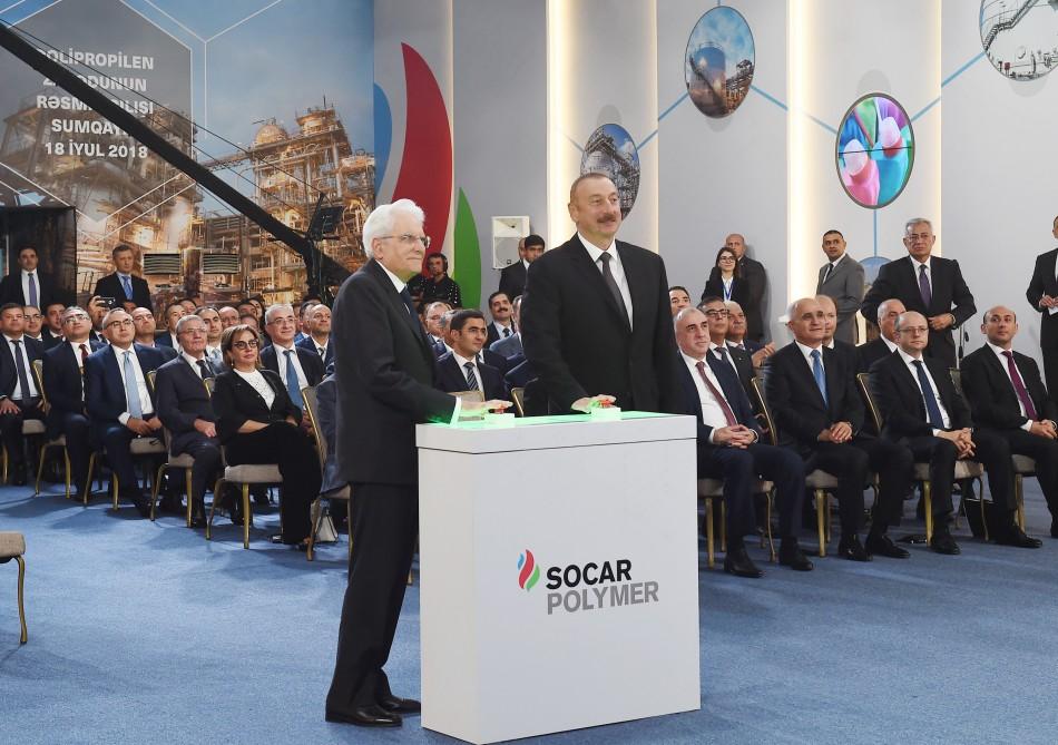 Presidents of Azerbaijan, Italy attend opening of polypropylene plant in Sumgait city (PHOTO)