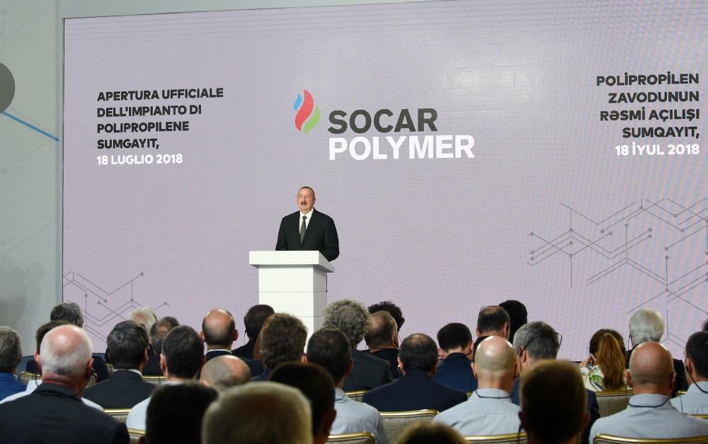 Presidents of Azerbaijan, Italy attend opening of polypropylene plant in Sumgait city (PHOTO)