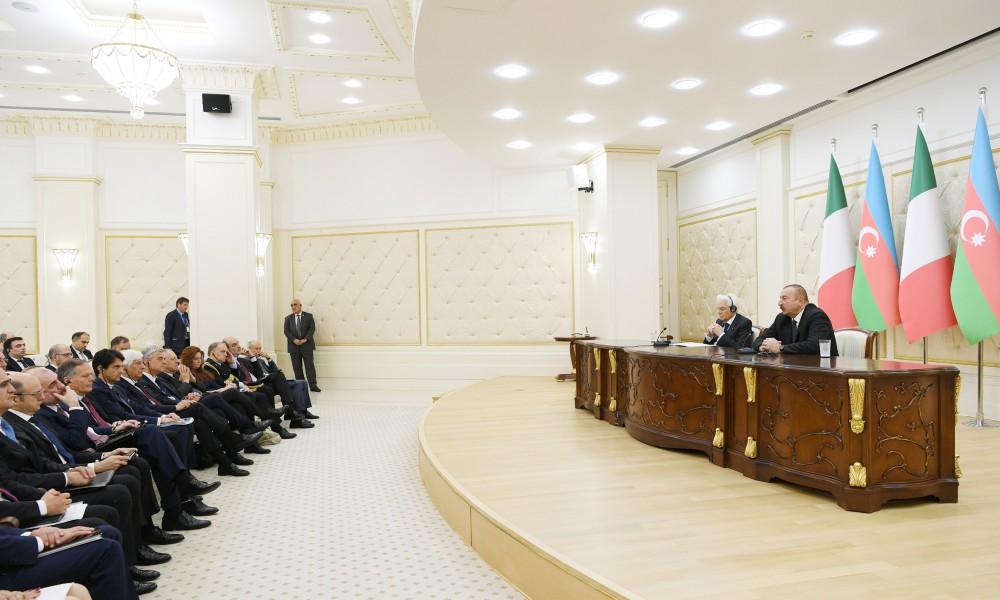 Presidents of Azerbaijan and Italy make press statements (PHOTO)