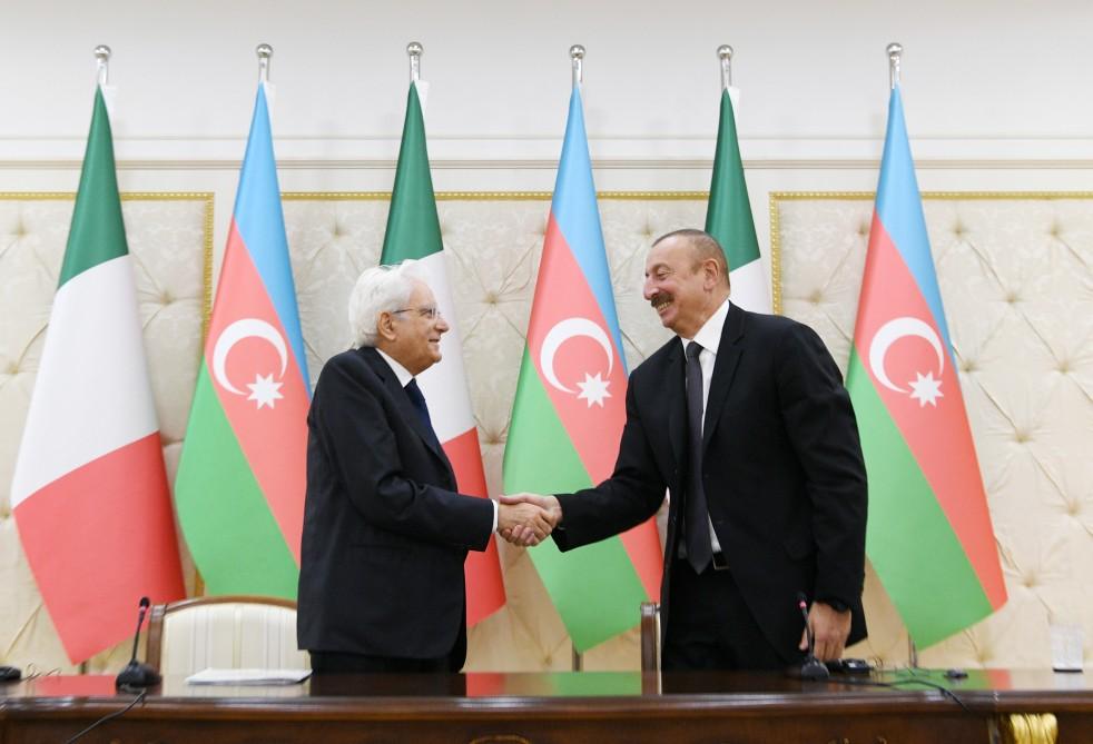 Presidents of Azerbaijan and Italy make press statements (PHOTO)