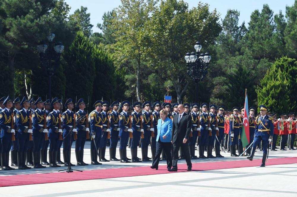 Official welcome ceremony held for German Chancellor Angela Merkel