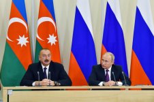 Президенты Азербайджана и России выступили с заявлениями для прессы (ФОТО)
