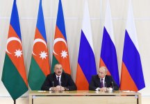 Президенты Азербайджана и России выступили с заявлениями для прессы (ФОТО)
