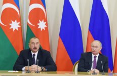 Президенты Азербайджана и России выступили с заявлениями для прессы (ФОТО)