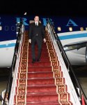 President Ilham Aliyev arrives in Kyrgyzstan for visit (PHOTO)